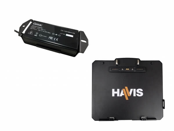 Docking Station with Triple Pass-Through RF Antenna Connections and LPS-140 (120W Vehicle Power Supply with LPS-208) for Getac K120 Convertible Laptop