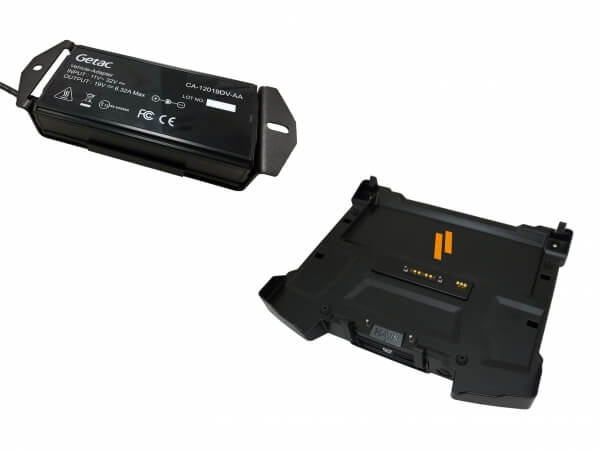 Docking Station with Triple Pass-through Antenna Connections and Power Supply for Getac’s S410 Notebook