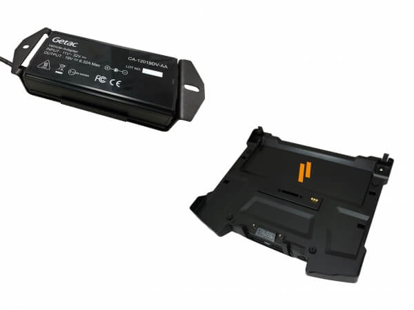 Cradle with Triple Pass-through Antenna Connections, Power Supply, Screen Support & Mounting Bracket for Getac’s S410 Notebook