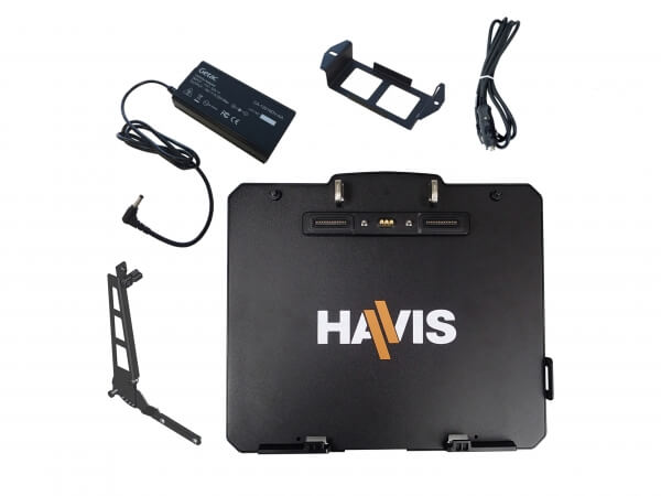 Package – Docking Station with Triple Pass-Through RF Antenna Connections, LPS-140 (120W Vehicle Power Supply with LPS-208) and DS-DA-422 (Screen Support) for Getac K120 Convertible Laptop