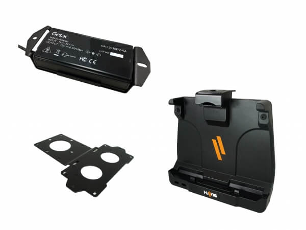 Package – Cradle For Getac UX10 Tablet With External Power Supply & Power Supply Mounting Bracket