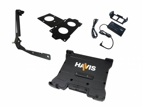 Package – Cradle For Getac B360 and B360 Pro Laptops With External Power Supply, Power Supply Mounting Bracket & Screen Support