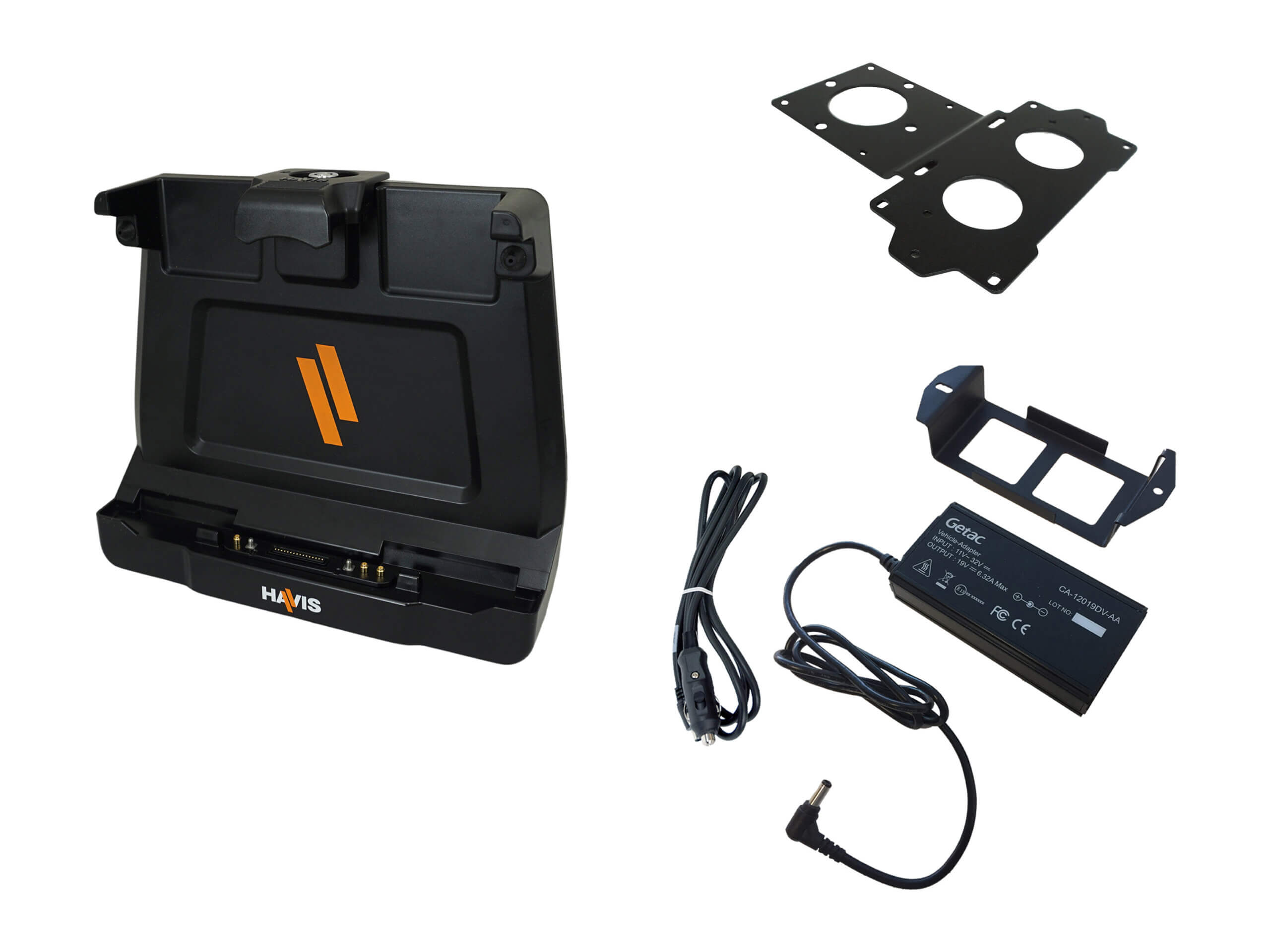 Package – Docking Station for Getac ZX10 Tablet With Triple Pass-Thru Antenna Connections, External Power Supply & Power Supply Mounting Bracket