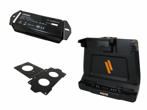 Package – Cradle for Getac ZX10 Tablet With Triple Pass-Thru Antenna Connections, External Power Supply & Power Supply Mounting Bracket