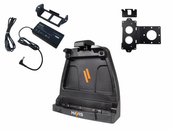 Package – Cradle For Getac K120 Rugged Tablet With Triple Pass-Thru Antenna Connections, External Power Supply & Power Supply Mounting Bracket