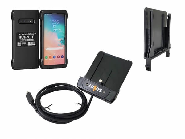Package – Havis Phone Dock with Adapter & Juggernaut.Case IMPCT Smartphone Case – Samsung Galaxy S10