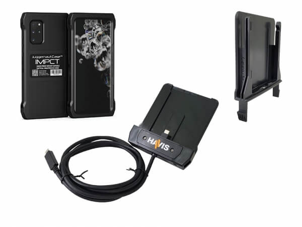 Package – Havis Phone Dock with Adapter & Juggernaut.Case IMPCT Smartphone Case – Samsung Galaxy S20+