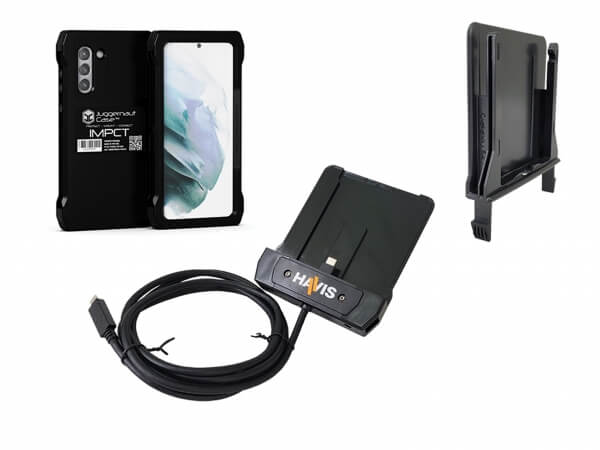 Package – Havis Phone Dock with Adapter & Juggernaut.Case IMPCT Smartphone Case – Samsung Galaxy S21
