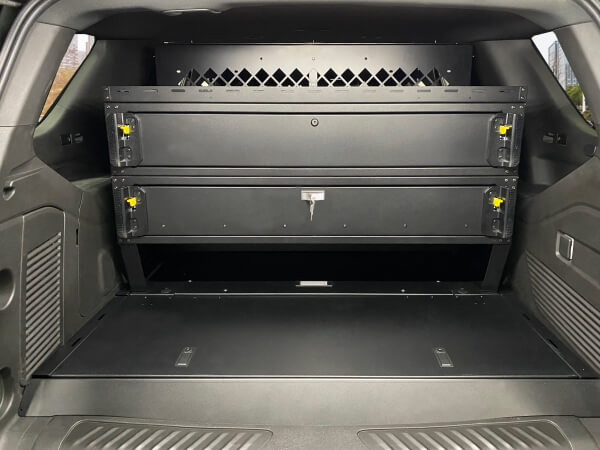 Premium 2-Drawer Package with Trunk Trays for 2021-2023 Chevrolet Tahoe with Havis K9-XL or K9-PT