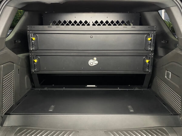 Premium 2-Drawer Package with Trunk Trays for 2021-2022 Chevrolet Tahoe with Havis K9-XL or K9-PT