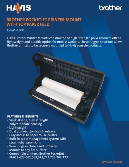 Brother PocketJet Printer Mount Sales Sheet