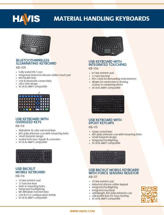 Material Handling Keyboard Sales Sheet
