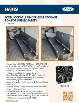 Ford Lockable Under-Seat Storage Box Sales Sheet – Public Safety