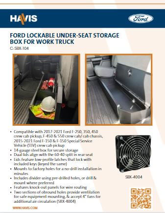 Ford Lockable Under-Seat Box Sales Sheet – Work Truck