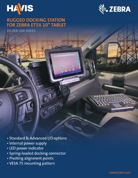 Zebra ET5X 10” Tablet Docking Station Sales Sheet – Work Truck