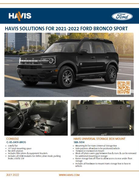 2021-2022 Ford Bronco Sport Sales Sheet