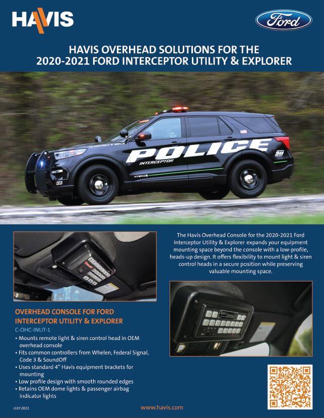 2020-2021 Ford Interceptor Utility & Explorer Overhead Solutions Sales Sheet