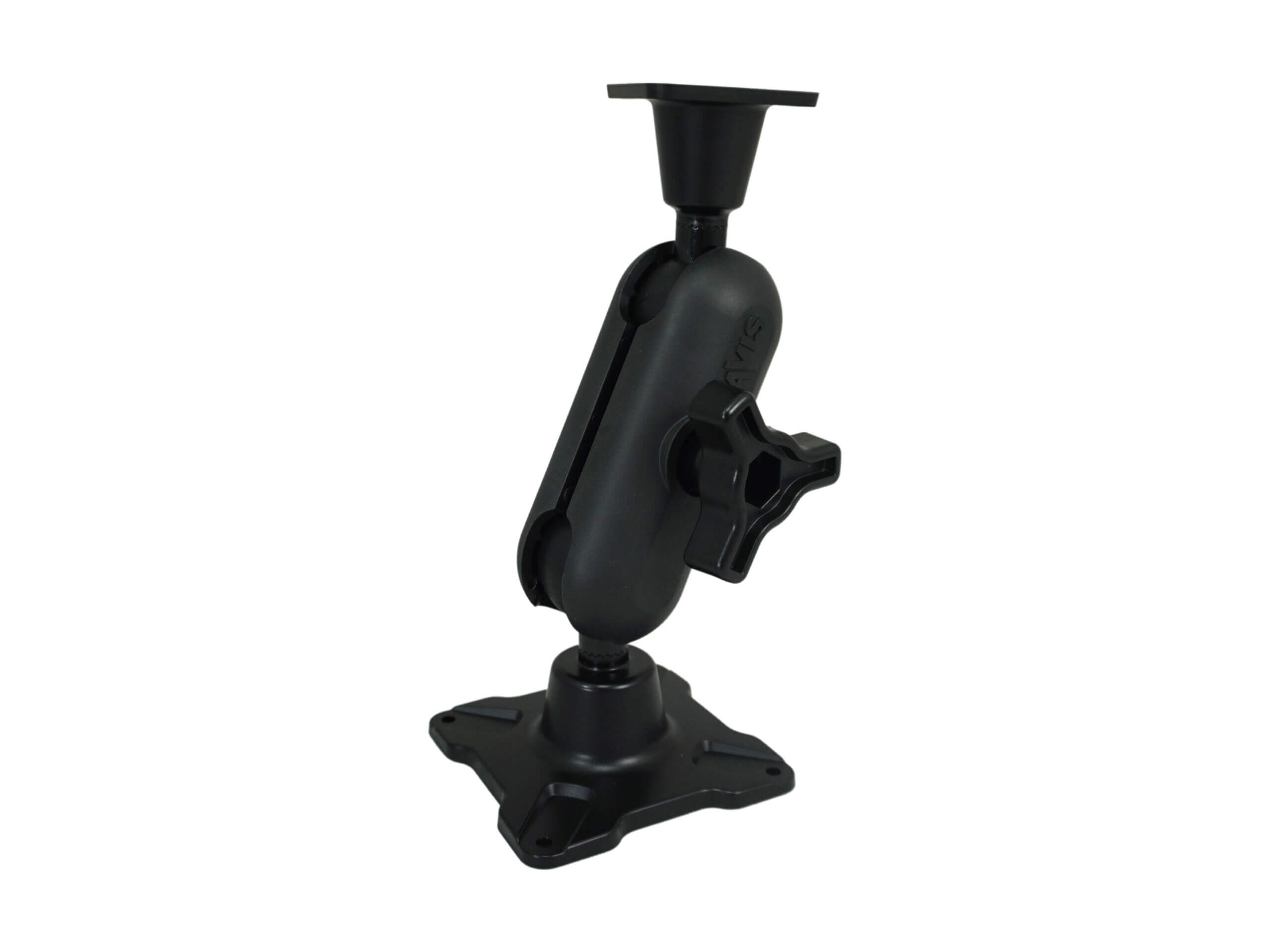 Dual Ball Mount with 1.50″ Knob-Style Standard Housing Mount with One Long AMPS Plate & One Long VESA 75 Plate