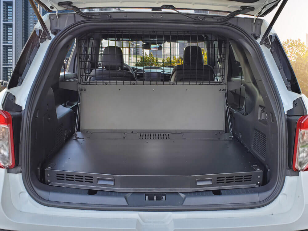 Premium Package – Raised Fold-Up Equipment Tray & Cargo Plate with 200 lbs Lift Struts for 2020-2024 Ford Interceptor Utility