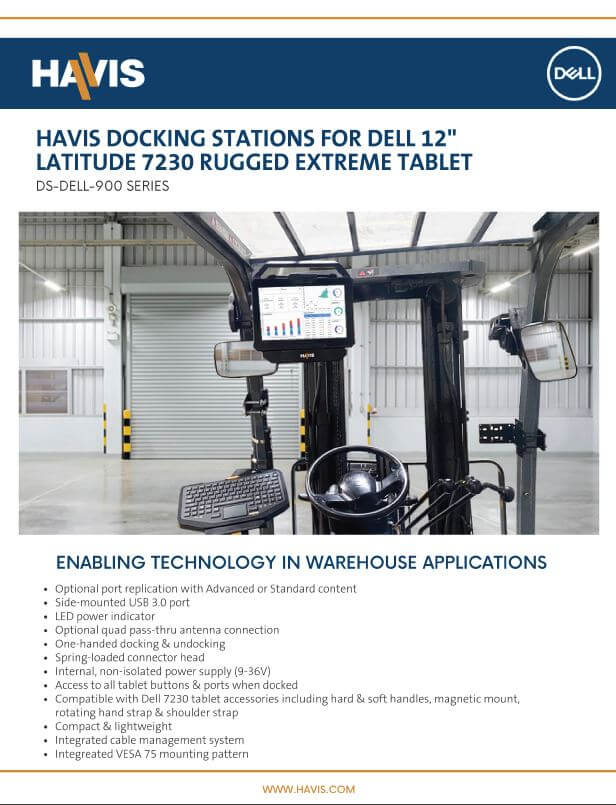 Docking Stations For Dell 12″  Latitude 7230 Rugged Extreme Tablet Sales Sheet – Material Handling