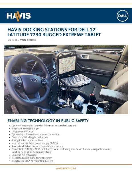Docking Stations For Dell 12″  Latitude 7230 Rugged Extreme Tablet Sales Sheet – Public Safety
