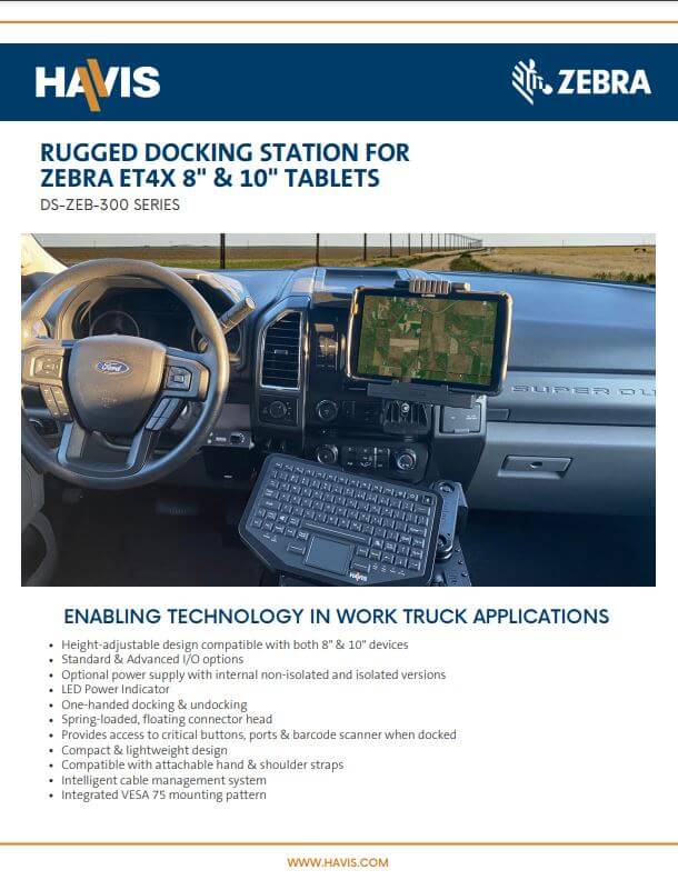 Zebra ET4X 8” & 10” Tablet Docking Station Sales Sheet – Work Truck