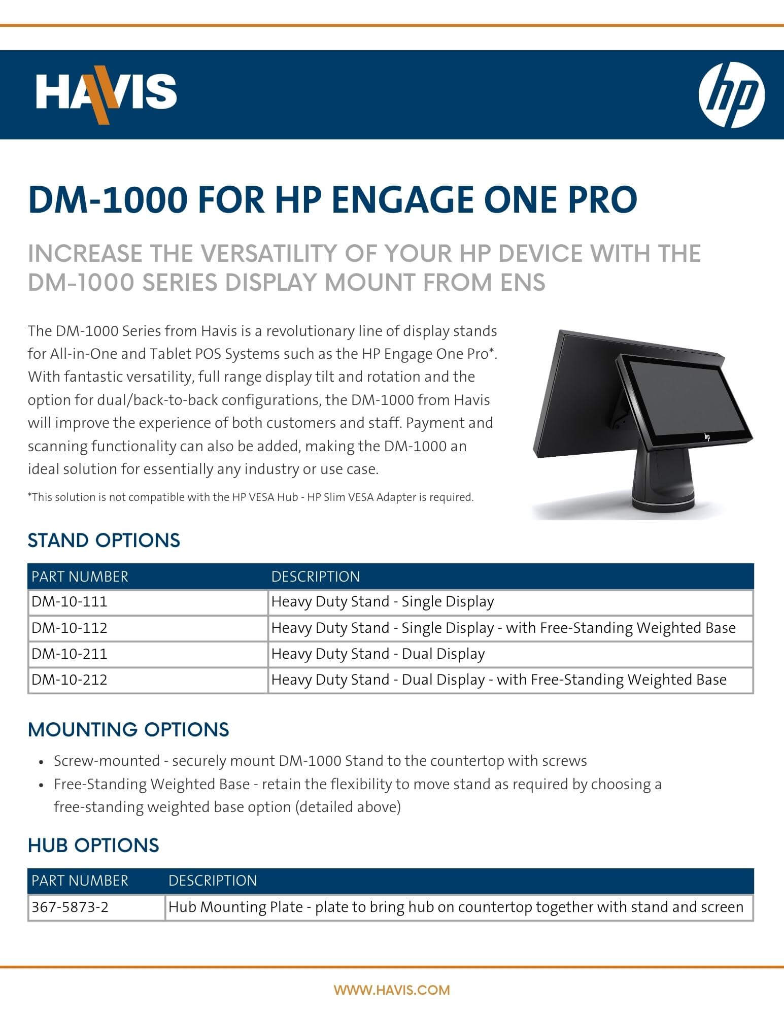 DM-1000 Series for HP Engage One Pro Datasheet