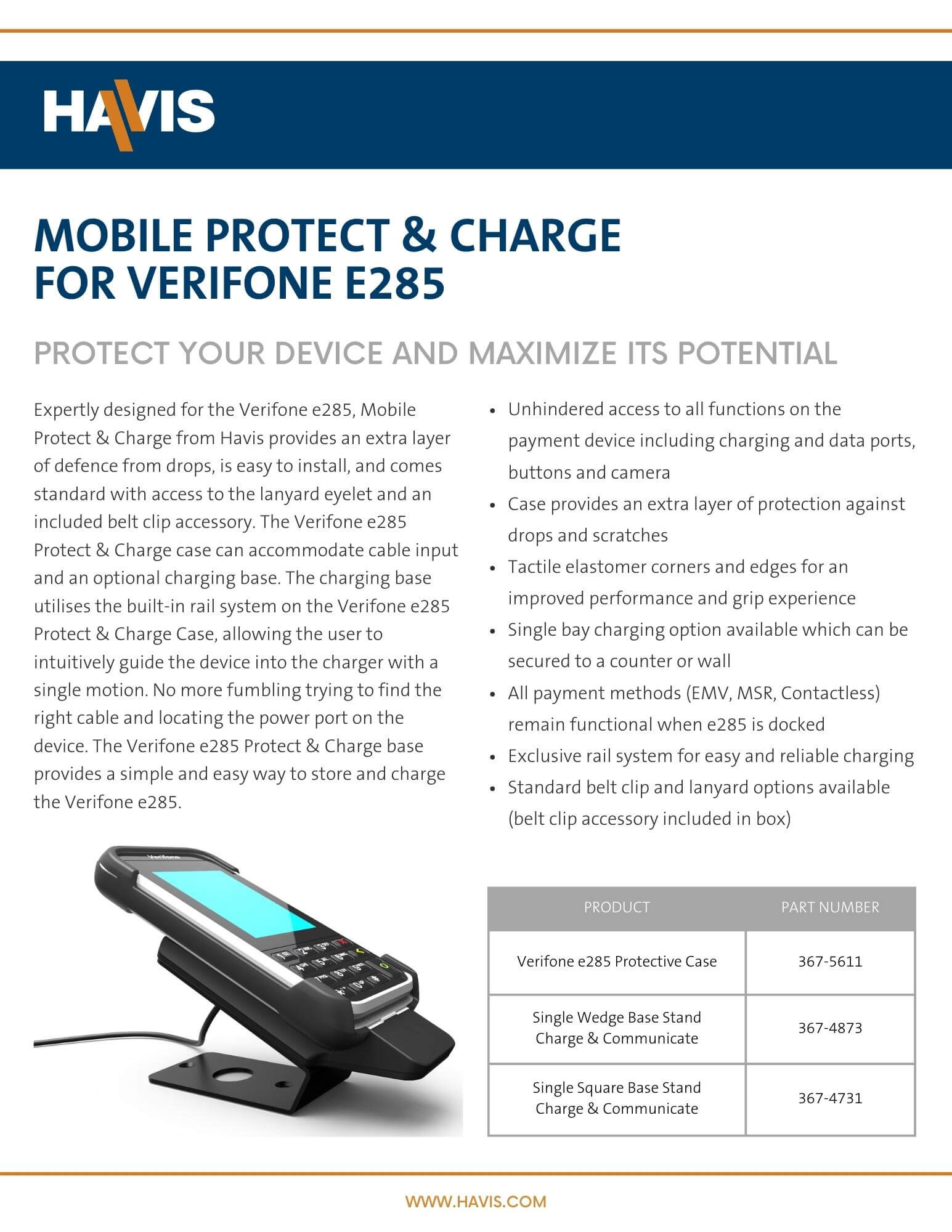 Mobile Protect & Charge for Verifone e285 Datasheet