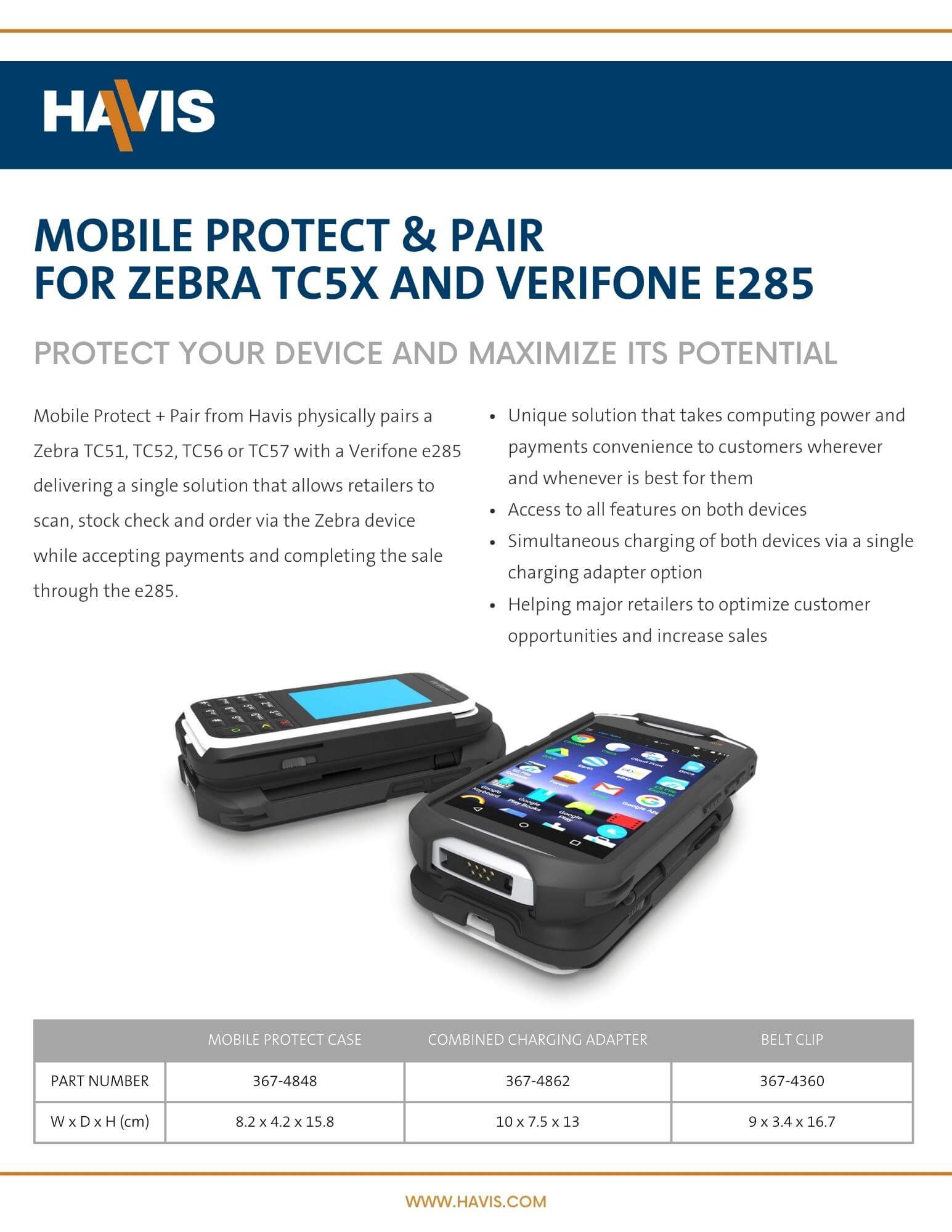 Mobile Protect & Pair for Zebra TC5X & Verifone e285 Datasheet