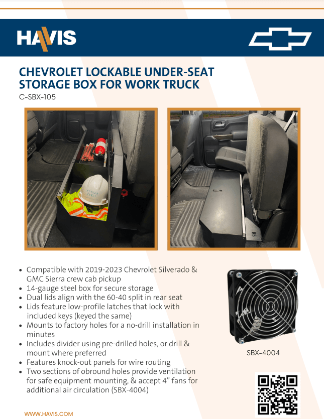 Chevrolet Under-seat Storage Sales Sheet - Work Truck