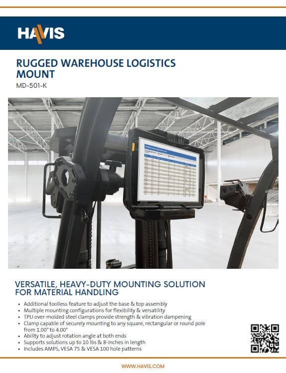 Rugged Warehouse Logistics Mount with Knobs Sales Sheet