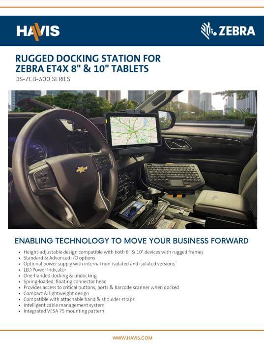 Zebra ET4X 8″ & 10” Rugged Docking Station Sales Sheet – Public Safety