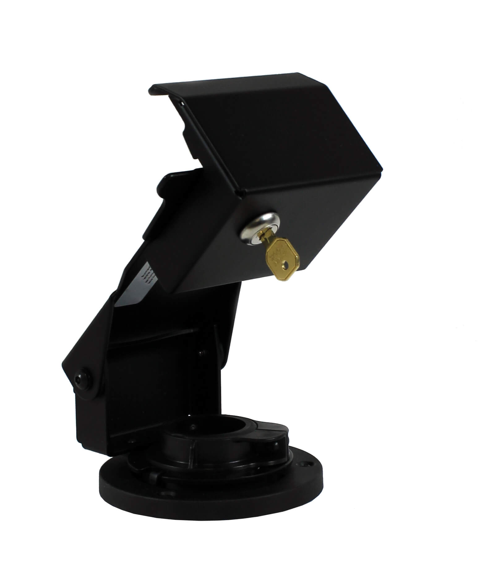 Round Base Metal Stand with Locking Plate & Anti-Skimming for Verifone MX915 Payment Terminals