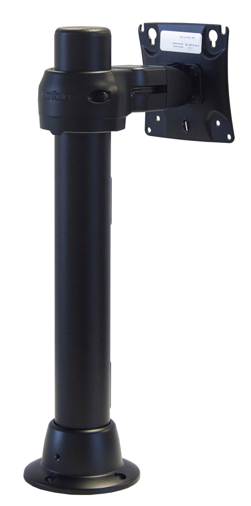 TechTower Pre-Configuration, Grommet Base with 16″ Pole, Double Pivot Monitor Mount on Rotating Clamp