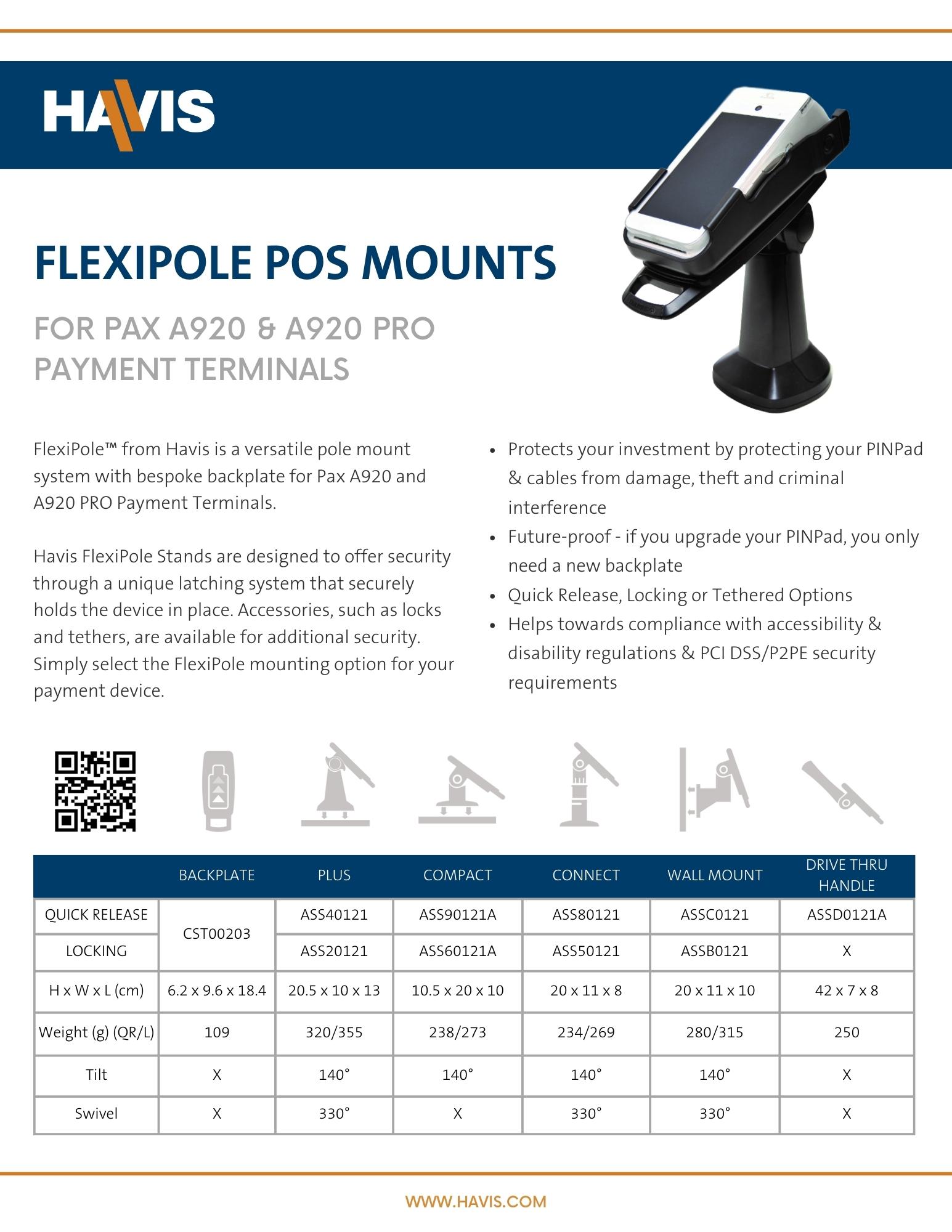 FlexiPole POS Mounts for PAX A920 & A920 Pro