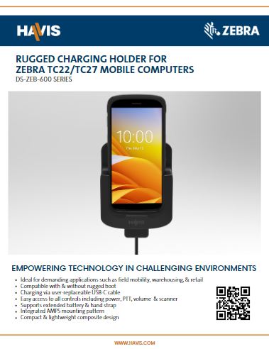 Rugged Charging Holder for Zebra TC22/TC27 Mobile Computers Sales Sheet