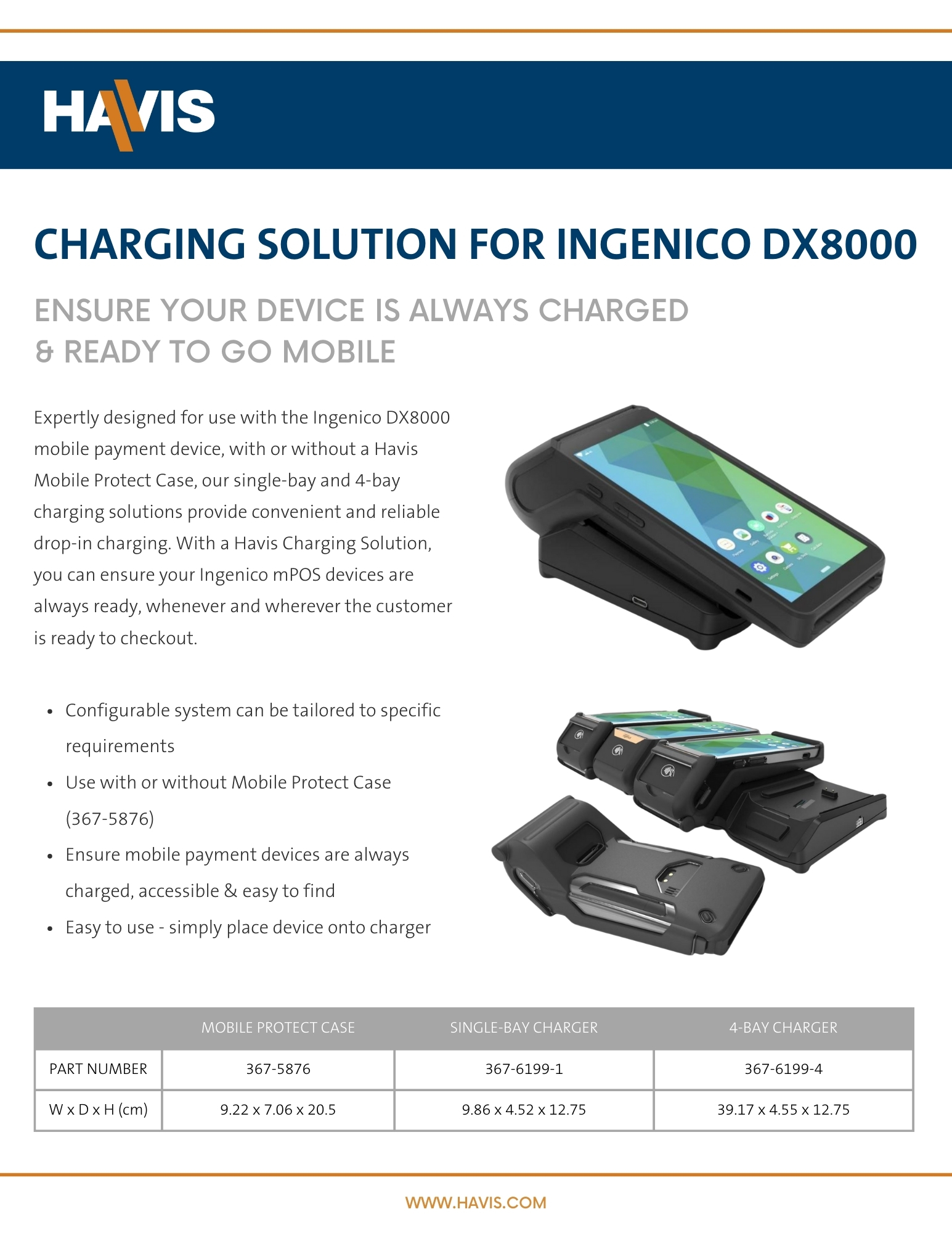 Charging Solutions for Mobile Protect & Go for Ingenico DX8000 Datasheet